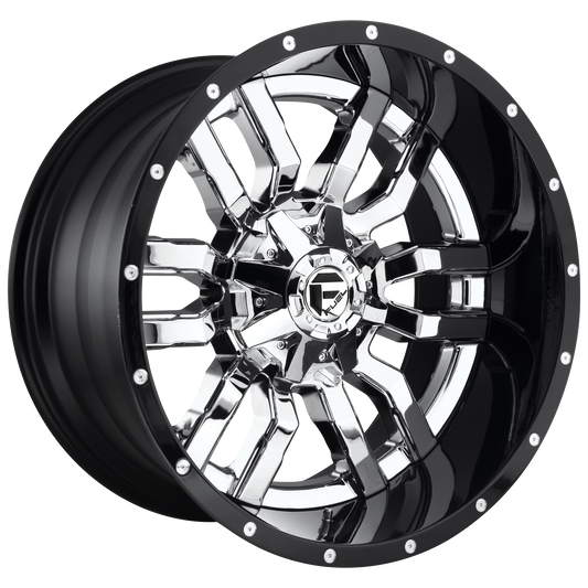 Fuel 2PC D270 SLEDGE 22X12 -44 5X139.7/5X150/5X5.5/150 CHROME PLATED GLOSS BLACK LIP
