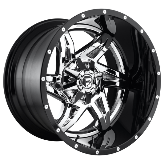 Fuel 2PC D272 ROCKER 20X10 -18 6X135/6X5.3/6X139.7/6X5.5 CHROME PLATED GLOSS BLACK LIP