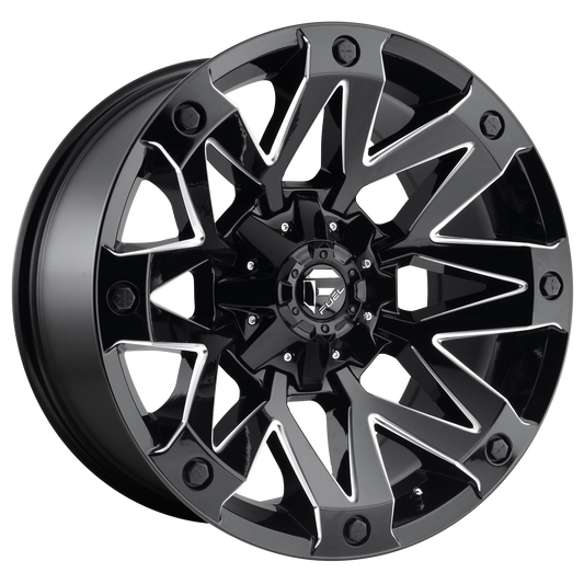 Fuel 1PC D555 AMBUSH 20X10 -18 5X114.3/5X127 GLOSS BLACK MILLED