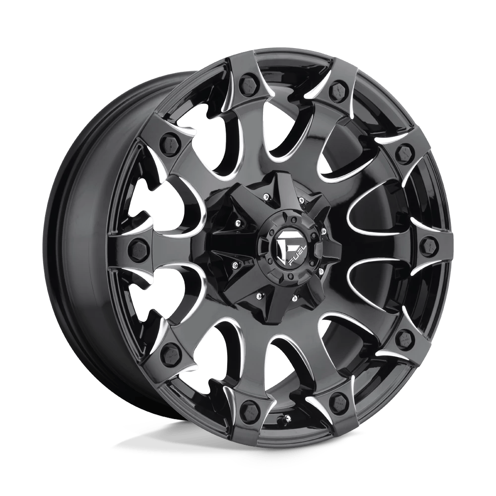 Fuel 1PC D578 BATTLE AxE 20x9 1 8x165.1/8x6.5 GLOSS BLACK MILLED