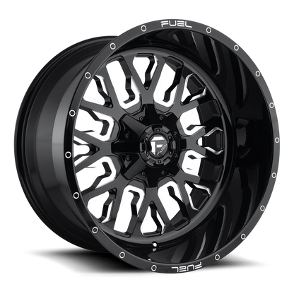 Fuel 1PC D611 STROKE 22X12 -44 6X135/6X139.7 GLOSS BLACK MILLED
