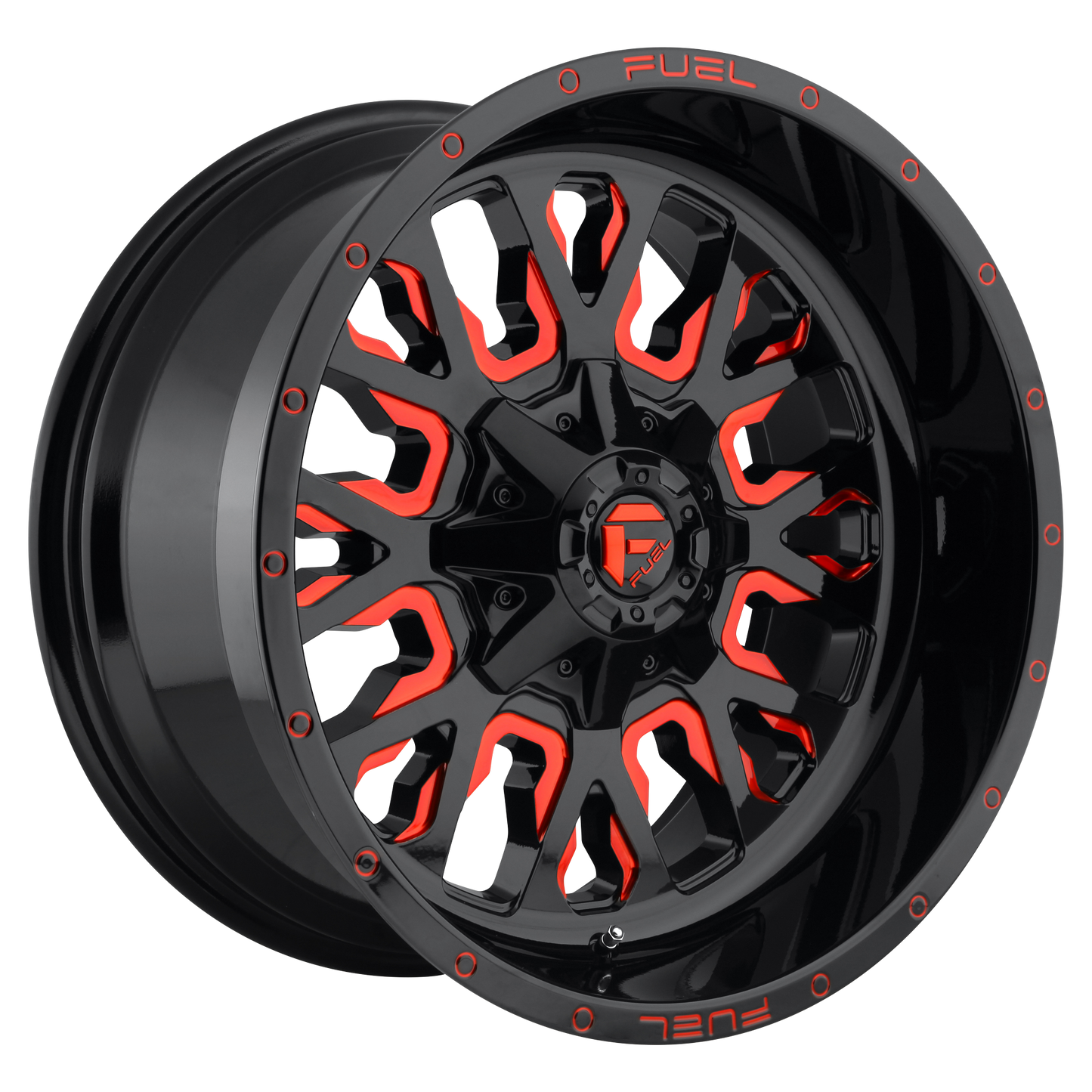 Fuel 1PC D612 STROKE 22X12 -44 6X135/6X139.7 GLOSS BLACK RED TINTED CLEAR