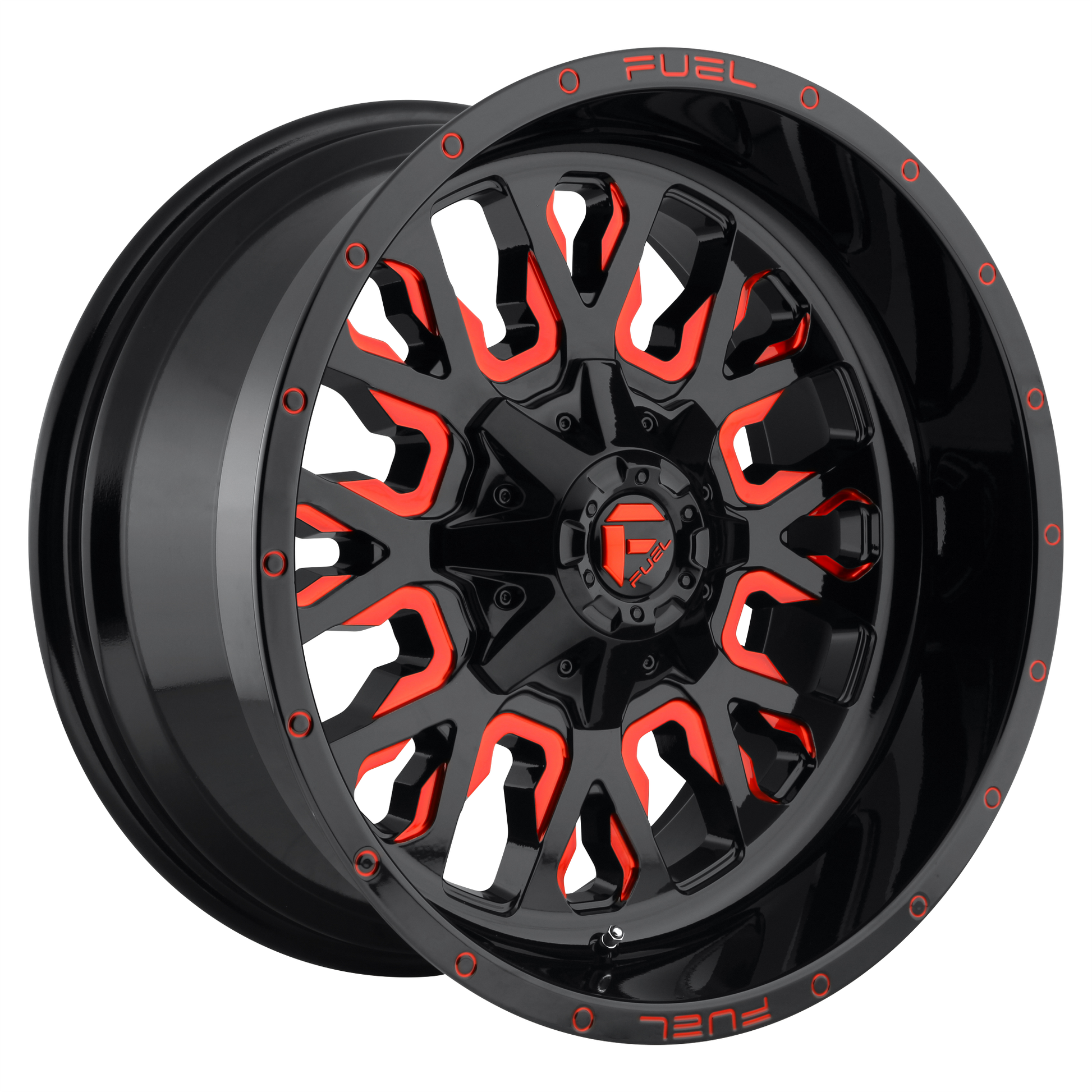 Fuel 1PC D612 STROKE 22X12 -44 6X135/6X139.7 GLOSS BLACK RED TINTED CLEAR