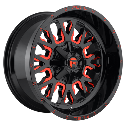 Fuel 1PC D612 STROKE 22X12 -44 6X135/6X139.7 GLOSS BLACK RED TINTED CLEAR