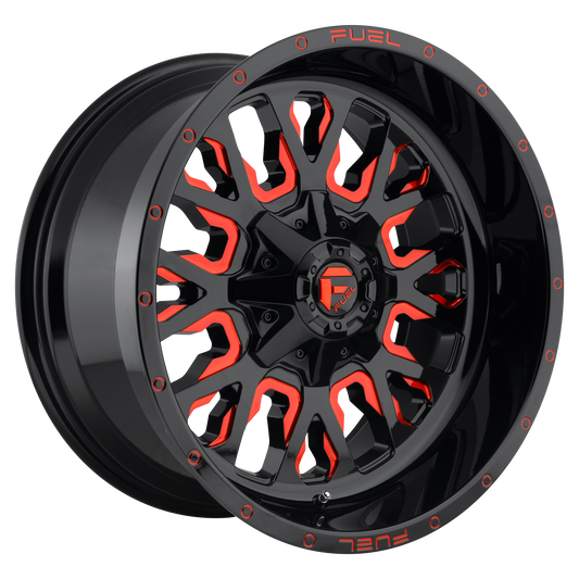 Fuel 1PC D612 STROKE 22X12 -44 6X135/6X139.7 GLOSS BLACK RED TINTED CLEAR