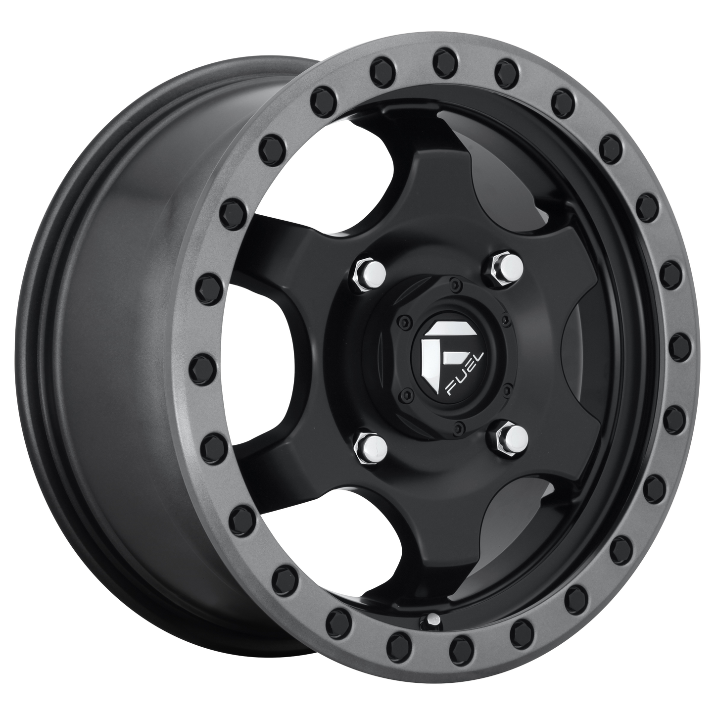 Fuel UTV D639 GATLING 15X7 55 4X156/4X156 MATTE BLACK GUN METAL RING