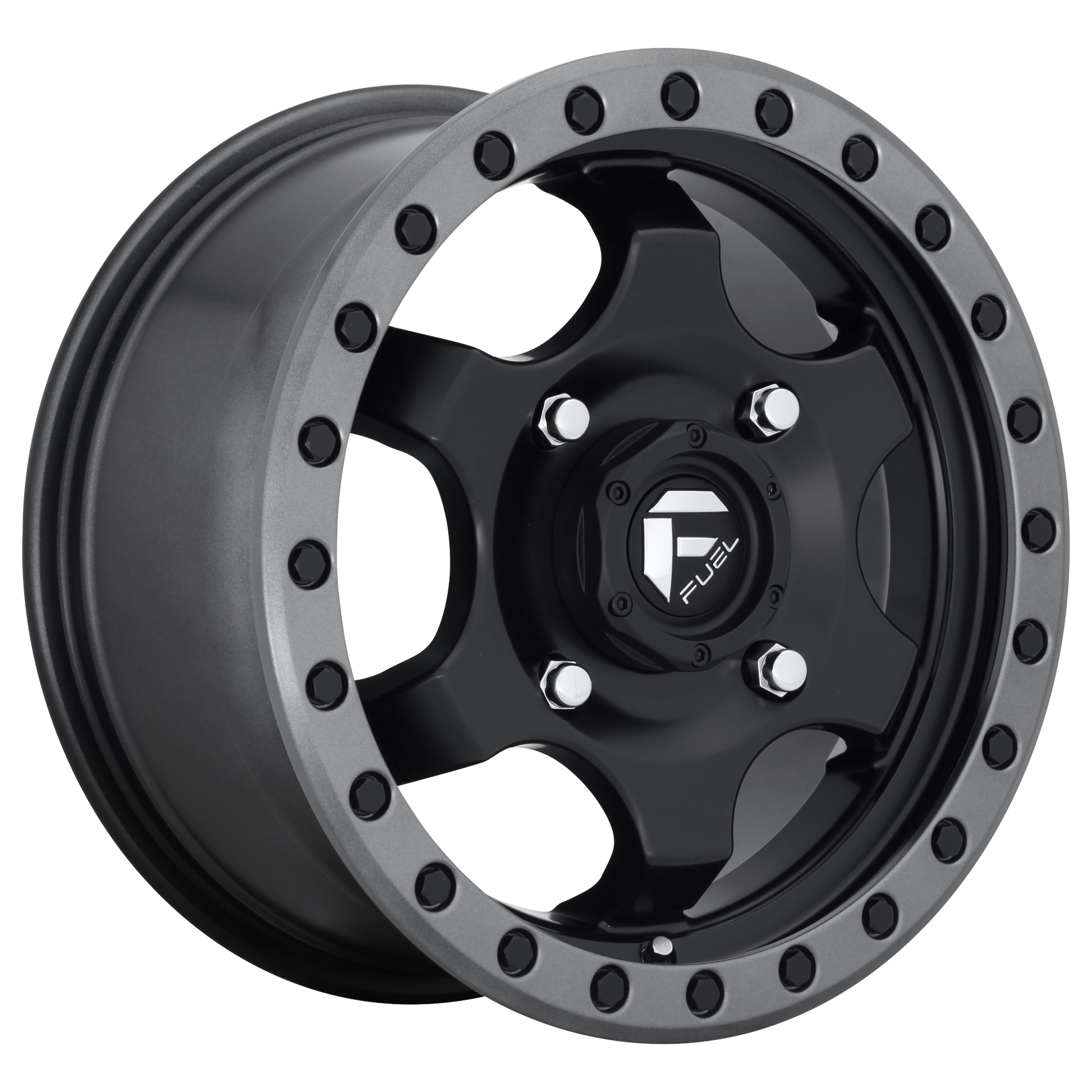 Fuel UTV D639 GATLING 15X7 55 4X156/4X156 MATTE BLACK GUN METAL RING