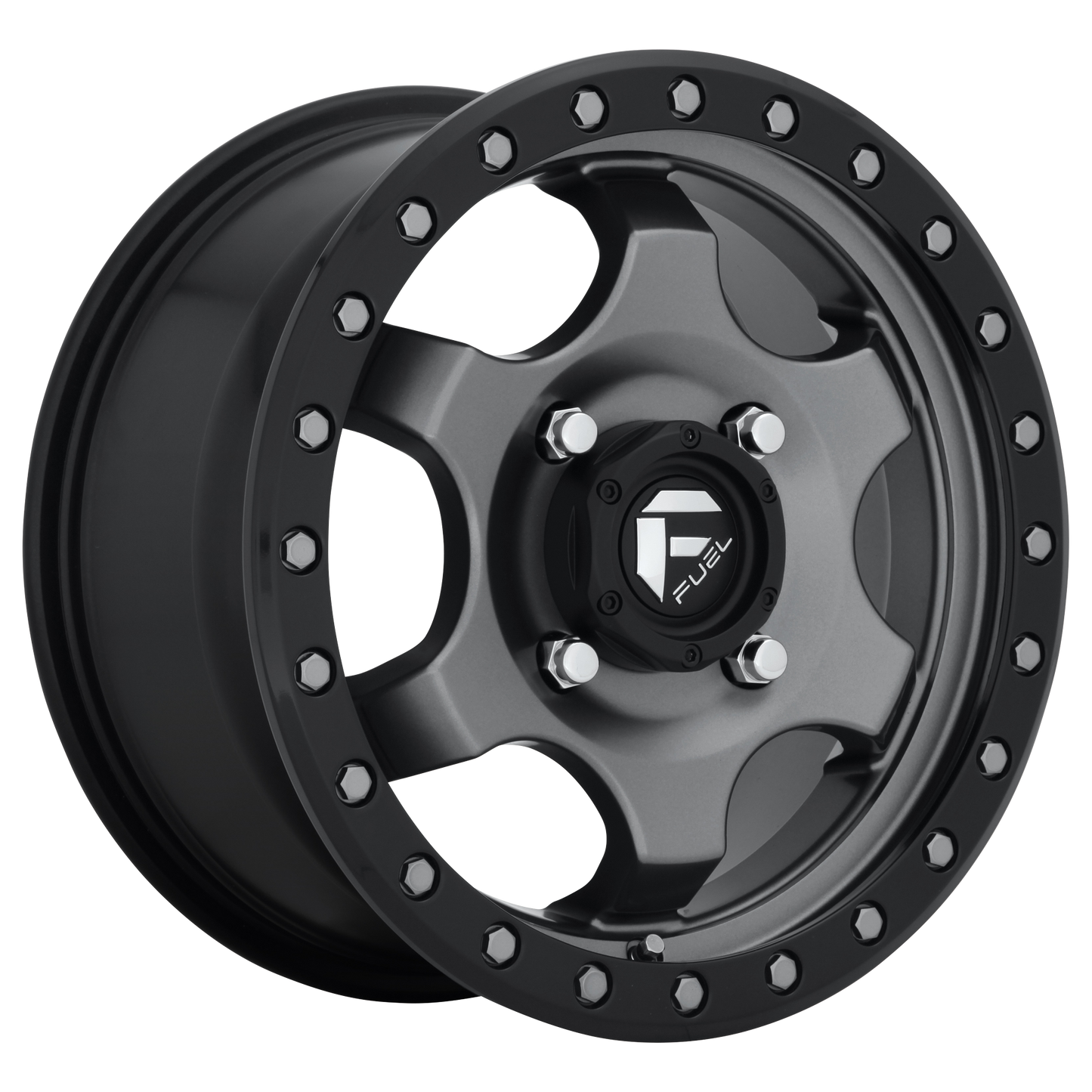 Fuel UTV D640 GATLING 15X7 55 4X156/4X156 MATTE GUN METAL BLACK BEAD RING