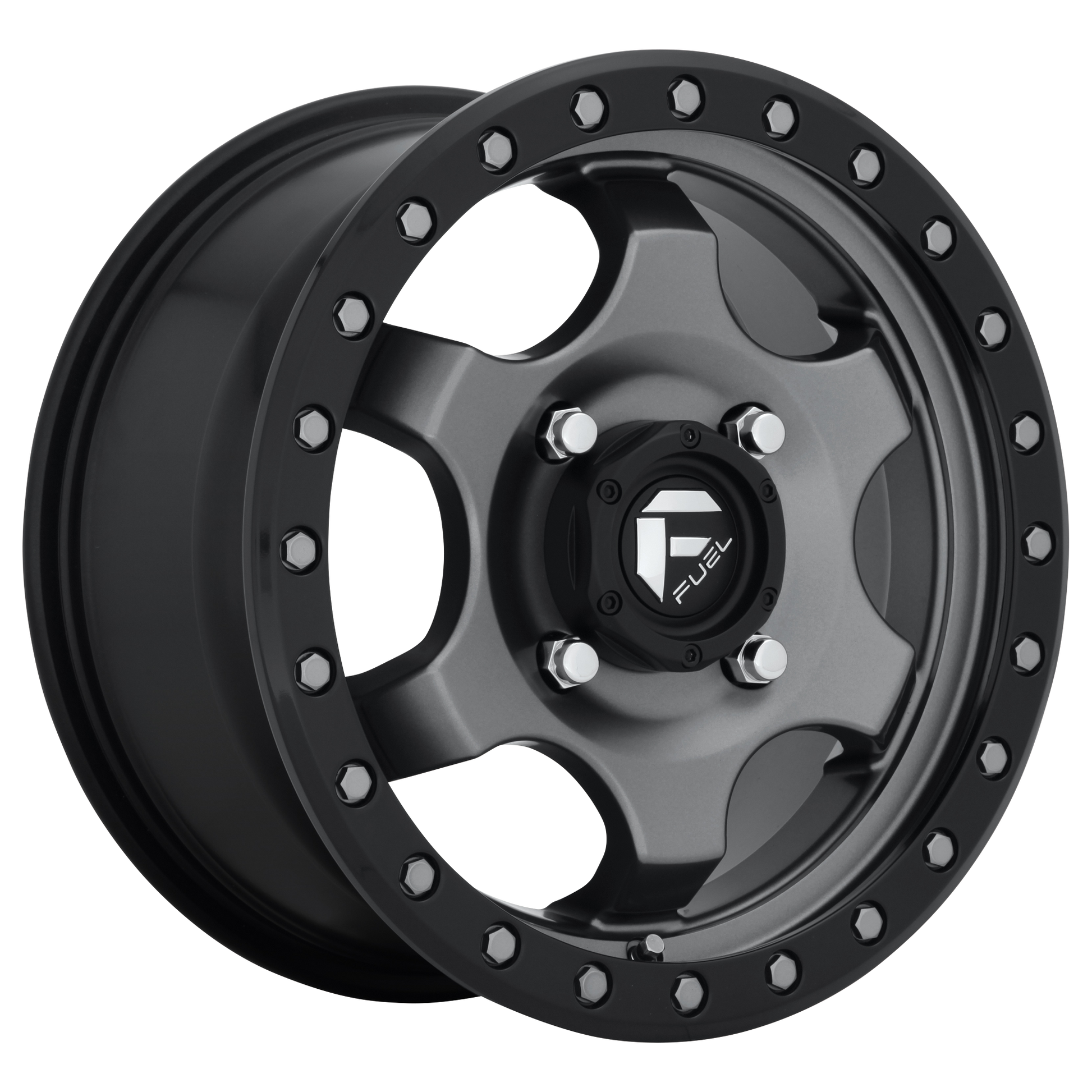 Fuel UTV D640 GATLING 15X7 55 4X156/4X156 MATTE GUN METAL BLACK BEAD RING