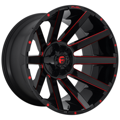 Fuel 1PC D643 CONTRA 22X10 -18 6X135/6X139.7 GLOSS BLACK RED TINTED CLEAR