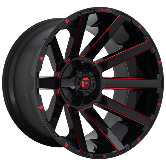 Fuel 1PC D643 CONTRA 22X10 -18 6X135/6X139.7 GLOSS BLACK RED TINTED CLEAR