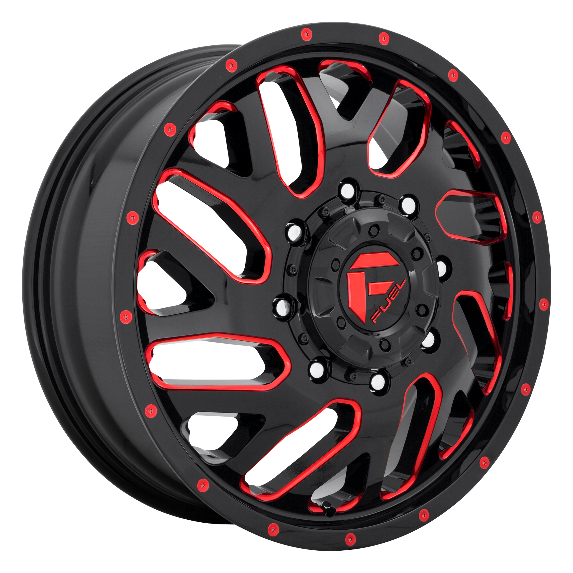 Fuel 1PC D656 TRITON 20X8.25 105 8X165.1/8X6.5 GLOSS BLACK RED TINTED CLEAR