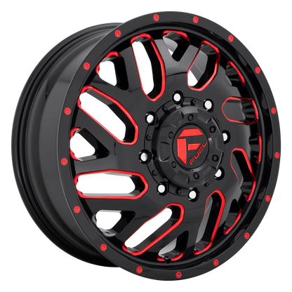 Fuel 1PC D656 TRITON 20X8.25 105 8X165.1/8X6.5 GLOSS BLACK RED TINTED CLEAR