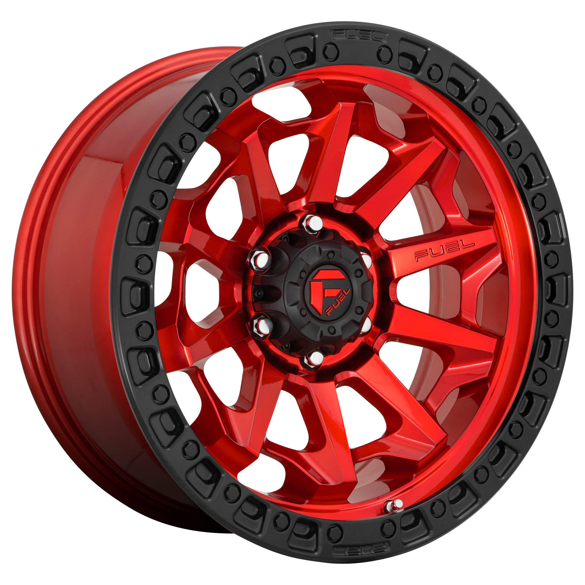 Fuel 1PC D695 COVERT 18X9 1 8X180/8X7.1 CANDY RED BLACK BEAD RING