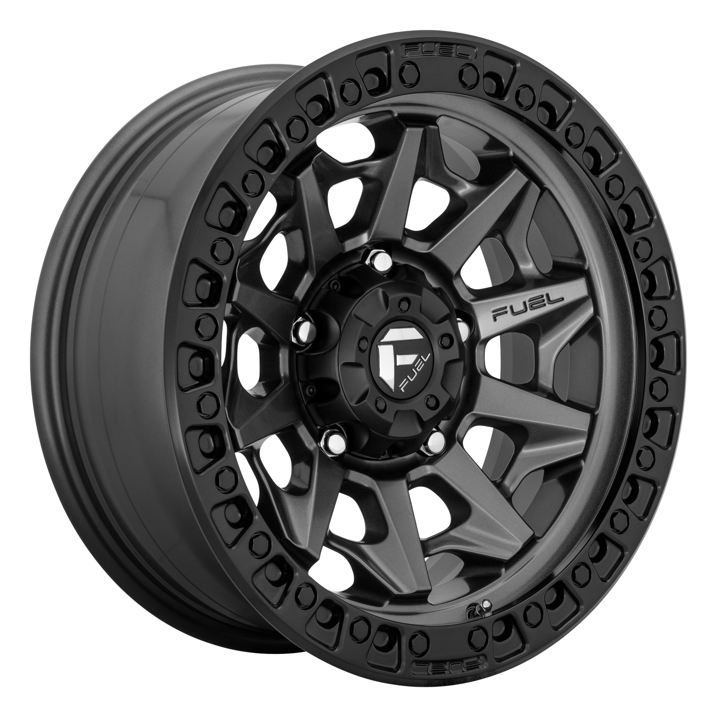 Fuel 1PC D716 COVERT 15X8 -19 5X114.3/5X4.5 Matte Gun Metal Black Bead Ring