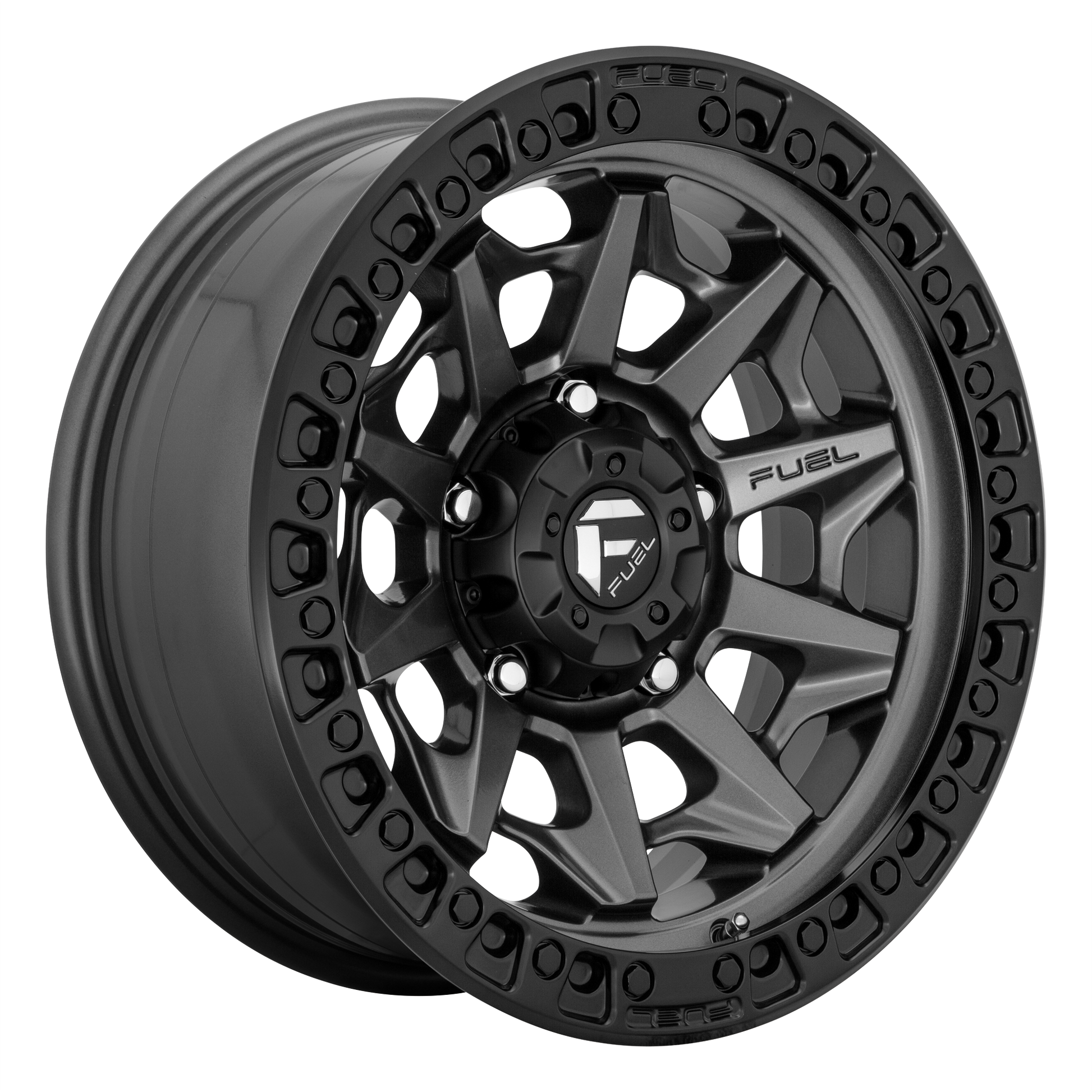 Fuel 1PC D716 COVERT 15X8 -19 5X114.3/5X4.5 Matte Gun Metal Black Bead Ring