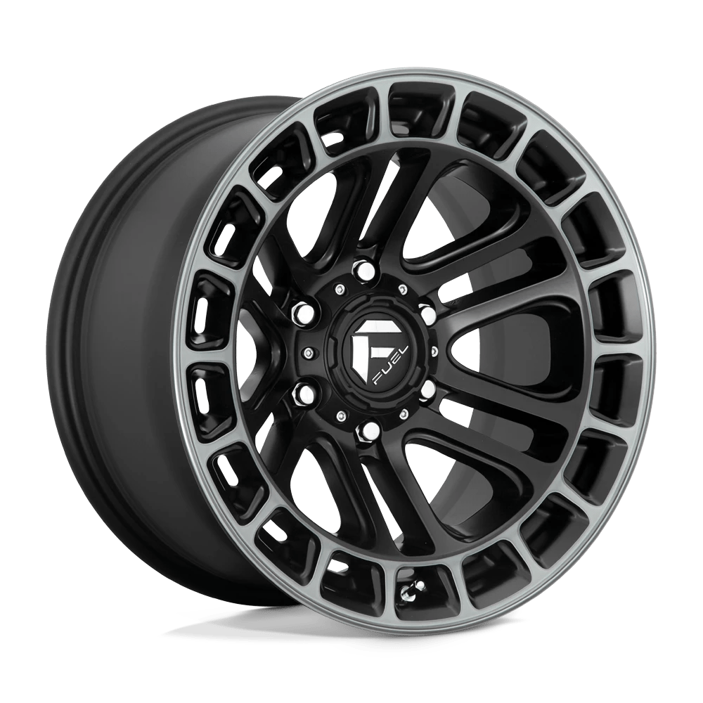 Fuel 1PC D720 HEATER 17X9 -12 6X139.7/6X5.5 Matte Black Double Dark Tint Machined