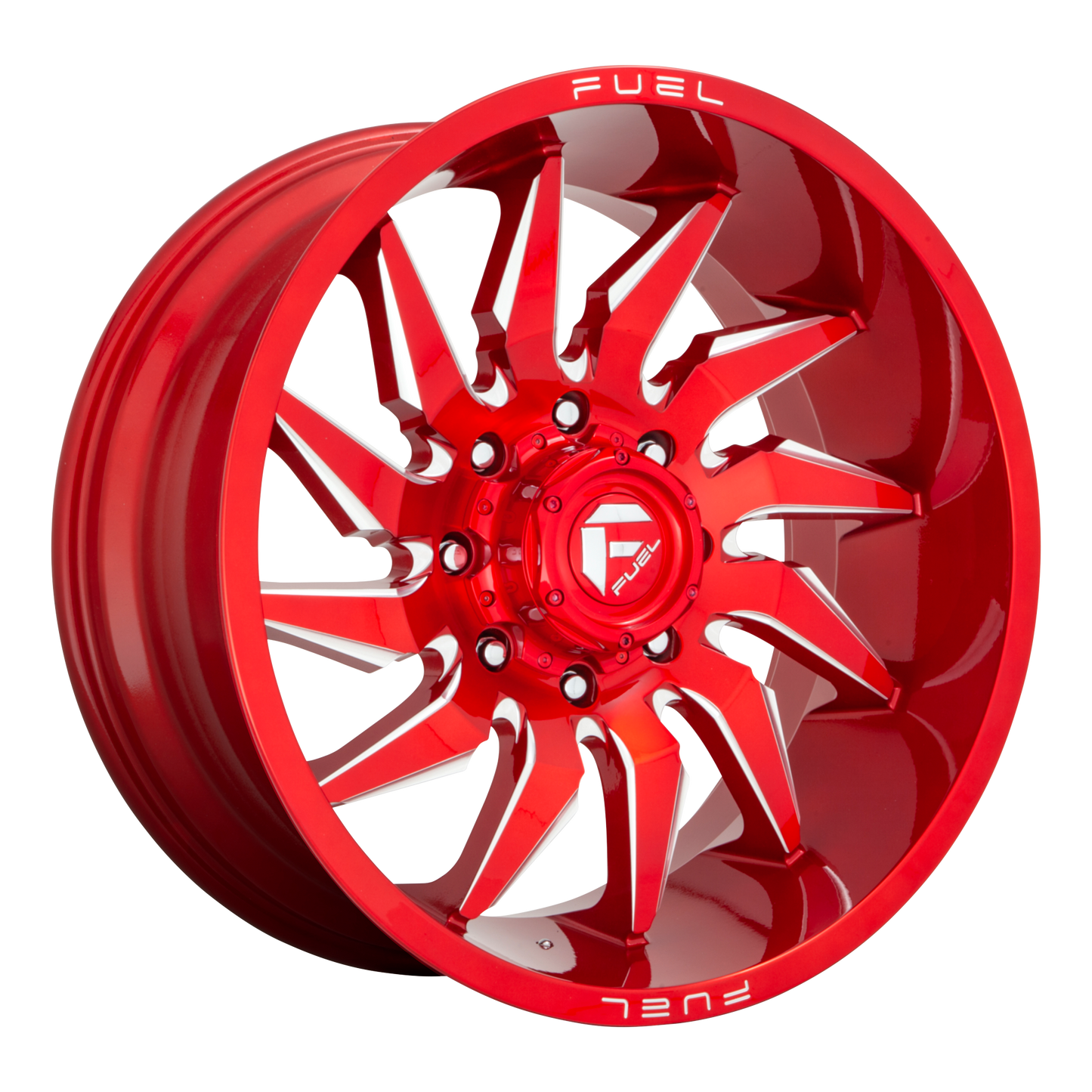 Fuel 1PC D745 SABER 24X12 -44 8X180/8X7.1 CANDY RED MILLED