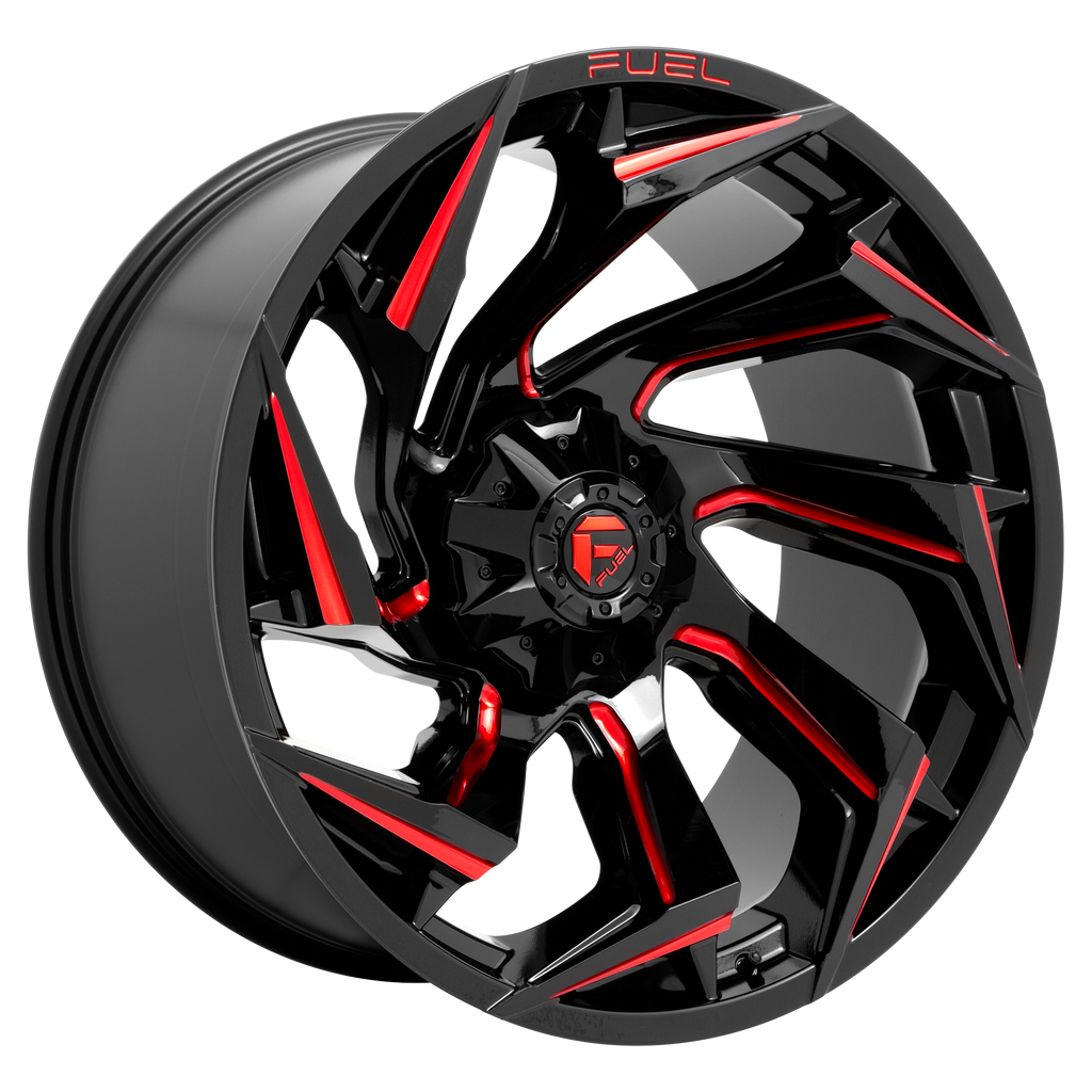Fuel 1PC D755 REACTION 17X9 -12 5X114.3/5X127/5X4.5/5.0 Gloss Black Milled With Red Tint
