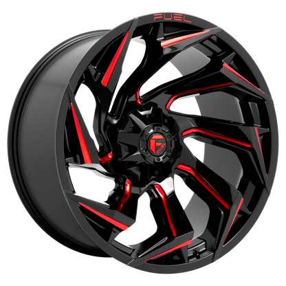 Fuel 1PC D755 REACTION 24X12 -44 8X170/8X6.7 Gloss Black Milled With Red Tint
