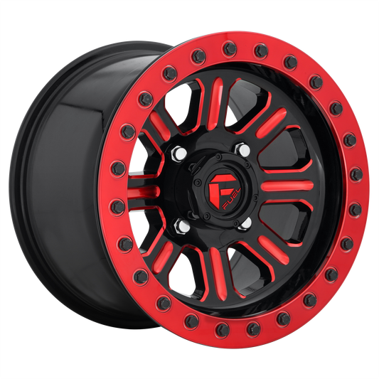 Fuel UTV D911 HARDLINE BL - OFF ROAD ONLY 15x7 38 4x156/4x156 GLOSS BLACK RED TINTED CLEAR