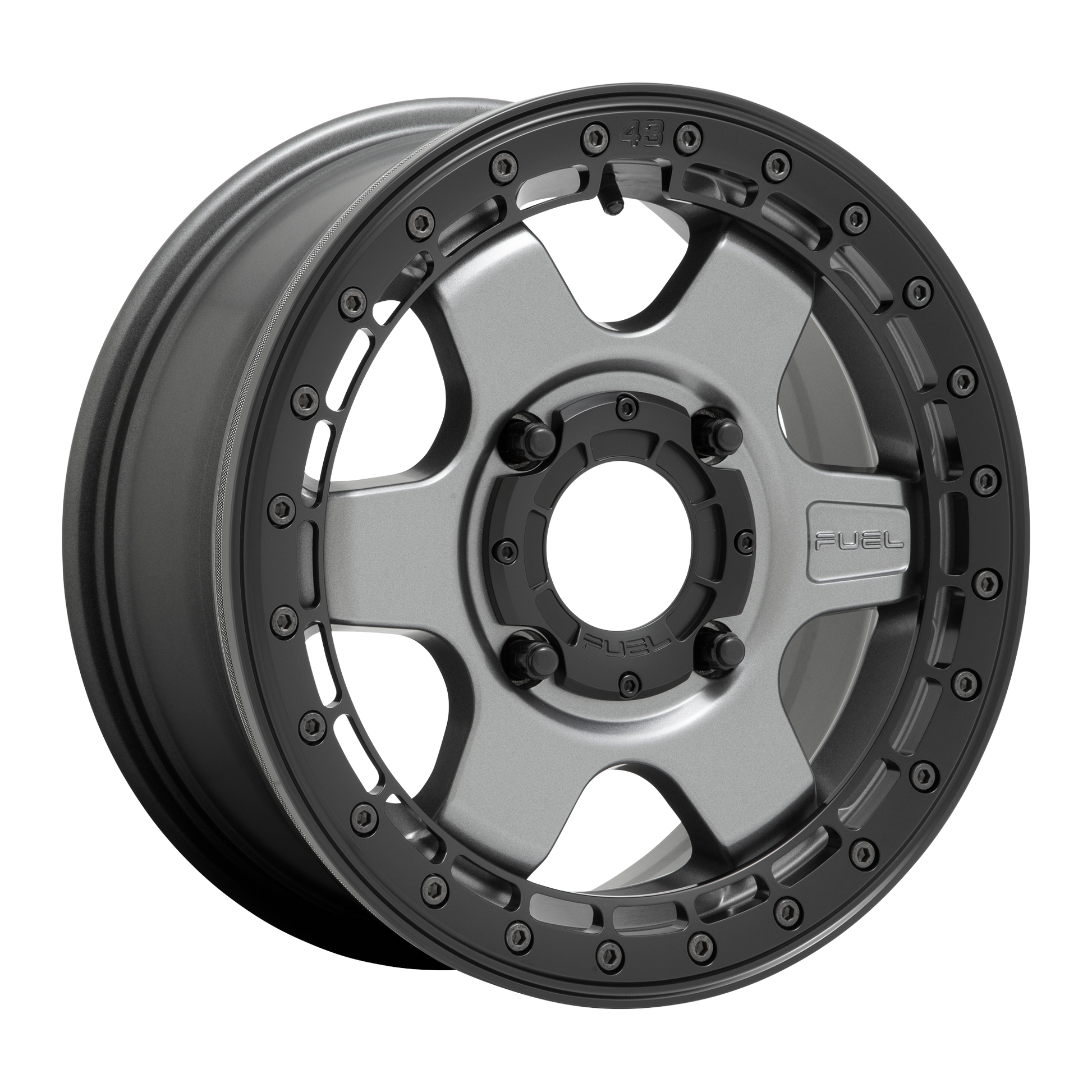 Fuel UTV D923 BLOCK BL - OFF ROAD ONLY 15X6 38 4X156/4X156 Matte Gun Metal With Black Ring