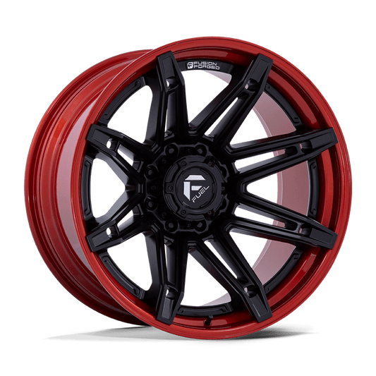 FUEL 1PC FC401 BRAWL 22X10 -18 6X139.7 MATTE BLACK WITH CANDY RED LIP