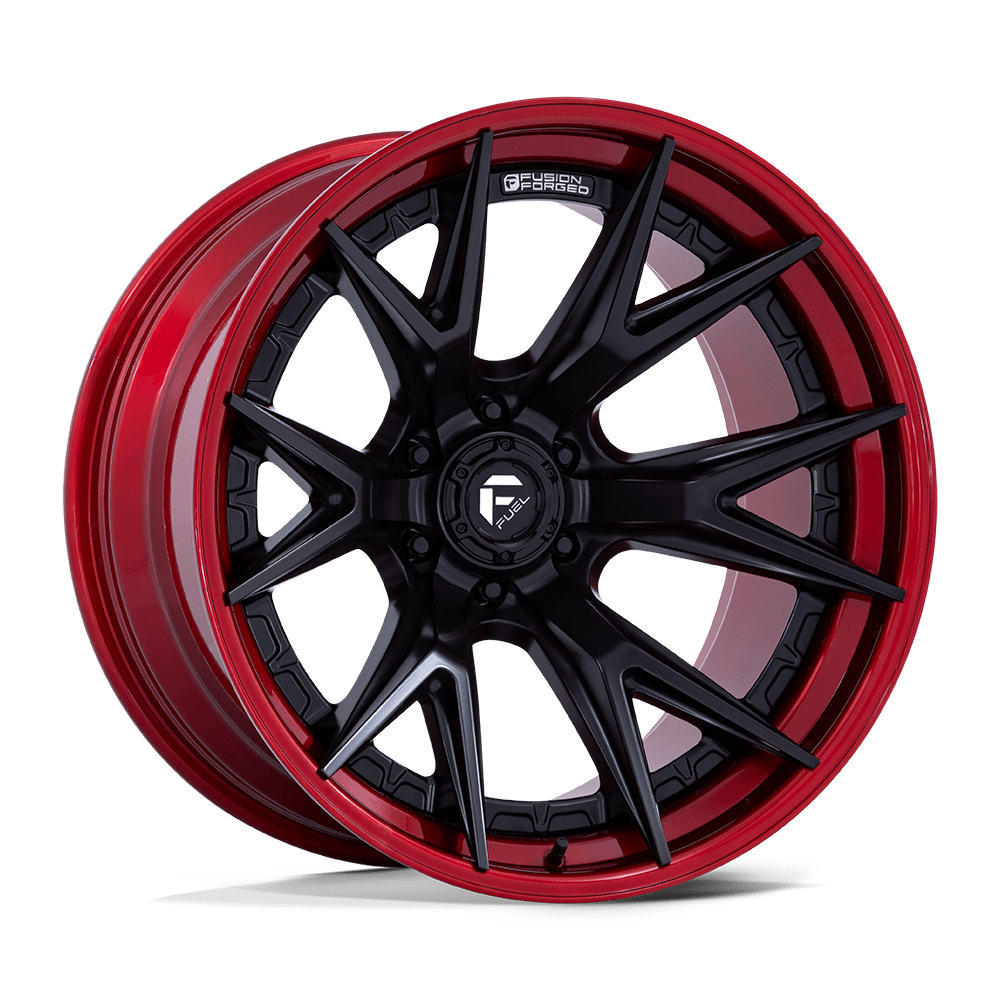 FUEL 1PC FC402 CATALYST 20X10 -18 6X139.7 MATTE BLACK WITH CANDY RED LIP