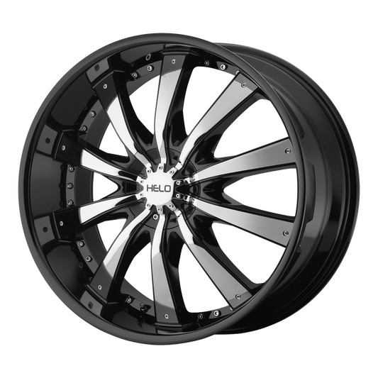 Helo HE875 20X8.5 38 6X135/6X5.3/6X139.7/6X5.5 Gloss Black With Removable Chrome Accents