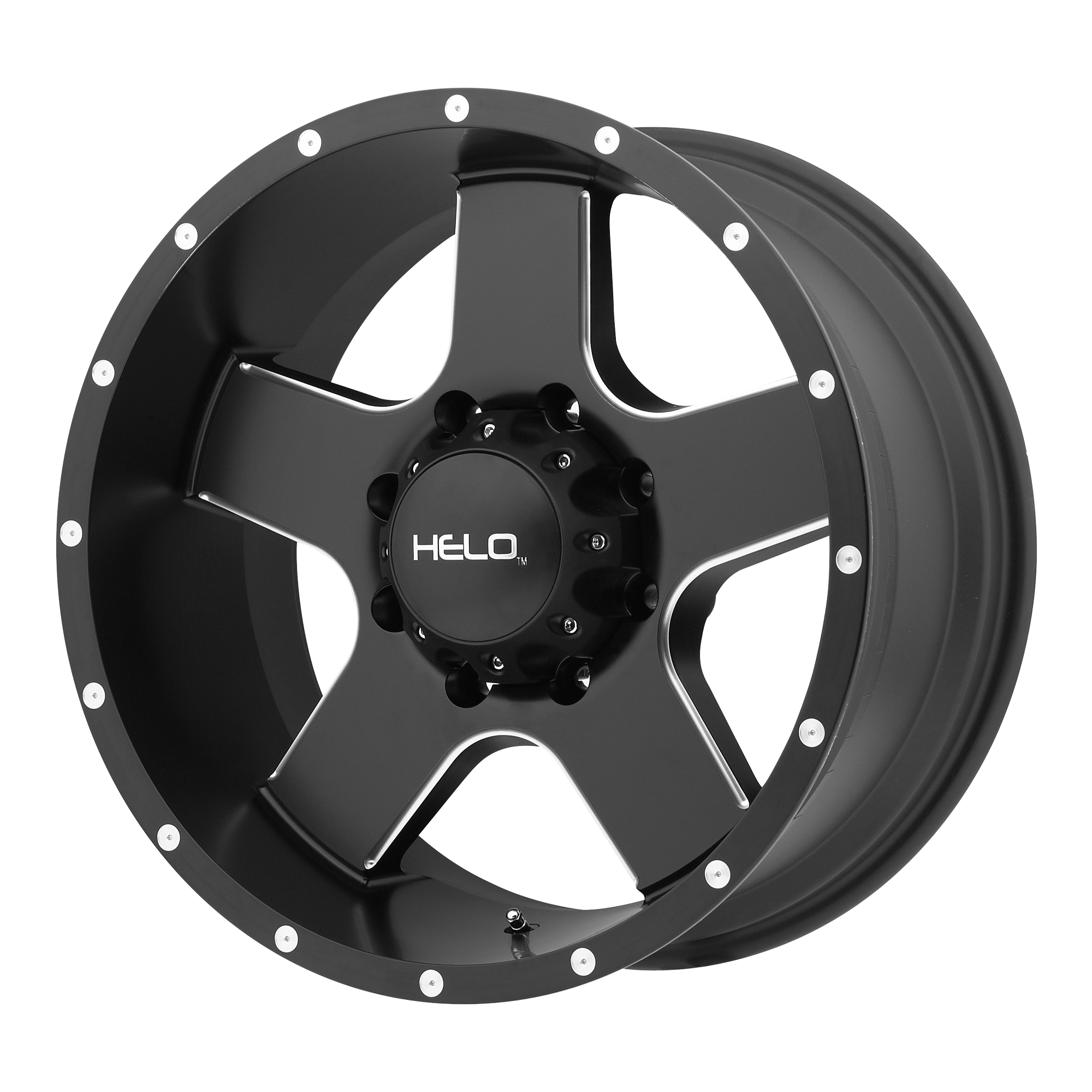 Helo HE886 17X9 -12 5X127/5X5.0 Satin Black With Milled Spokes and Flange