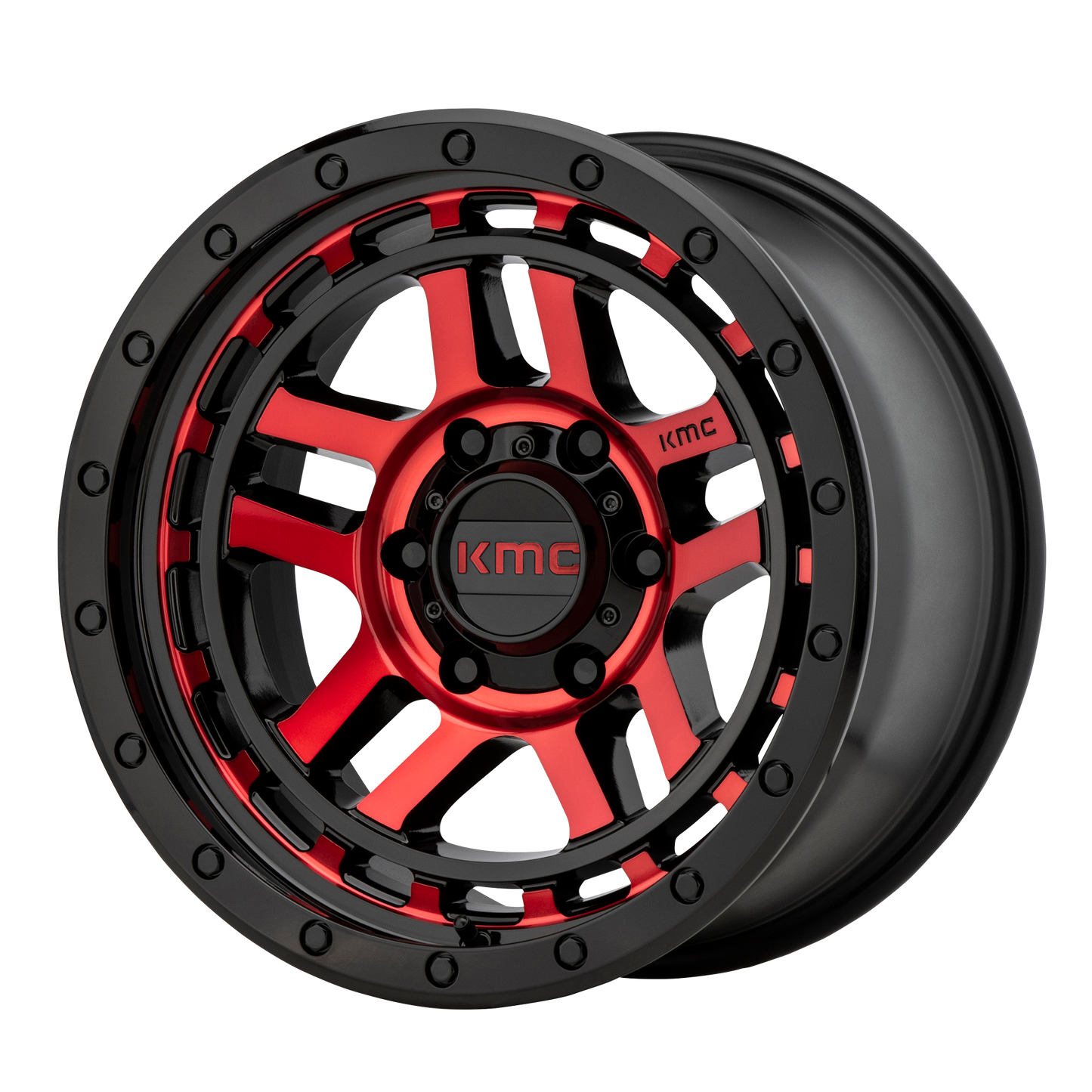 KMC KM540 RECON 17X8.5 18 5X127/5X5.0 Gloss Black Machined With Red Tint