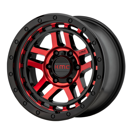 KMC KM540 RECON 17X8.5 18 5X127/5X5.0 Gloss Black Machined With Red Tint