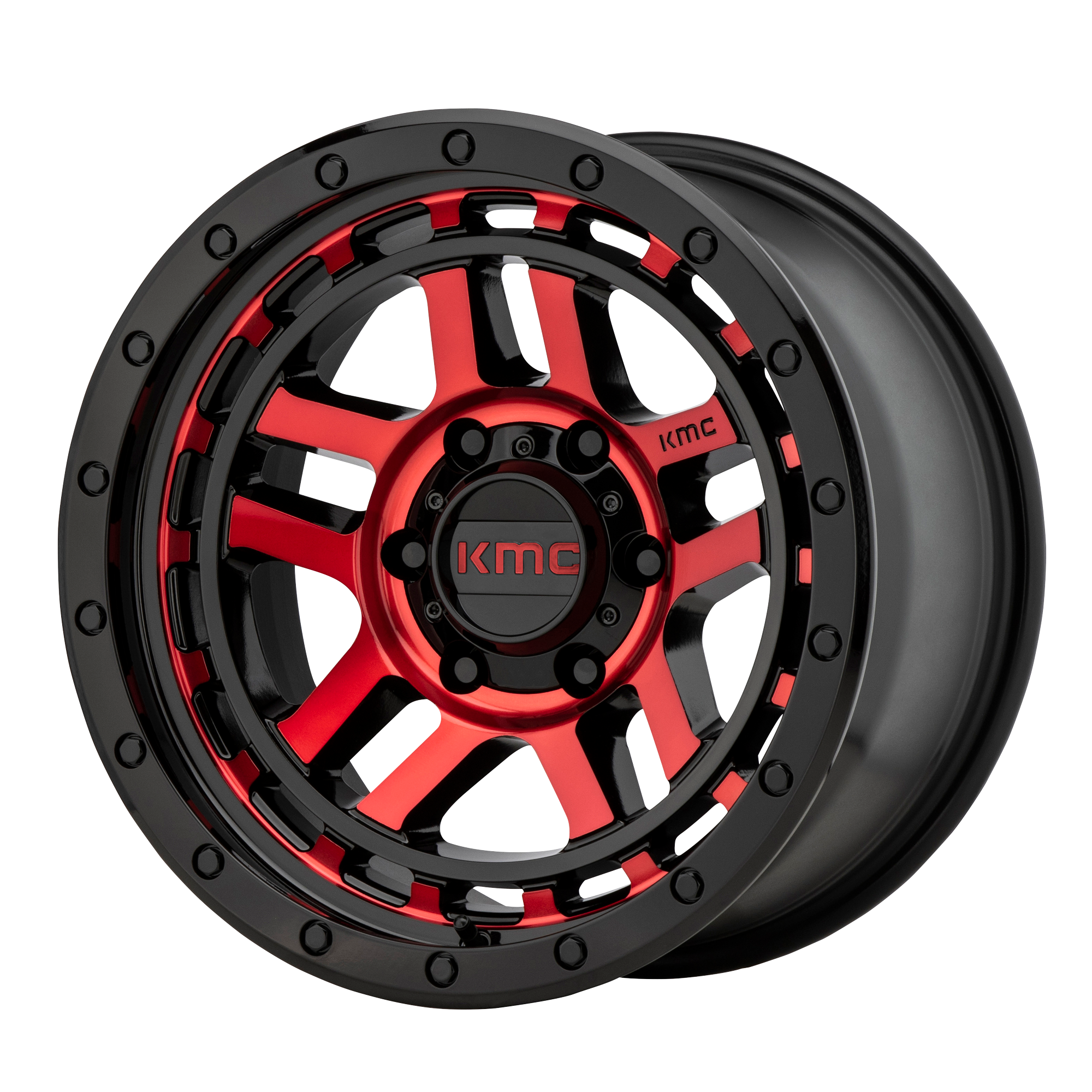 KMC KM540 RECON 17X9 -12 6X139.7/6X5.5 Gloss Black Machined With Red Tint