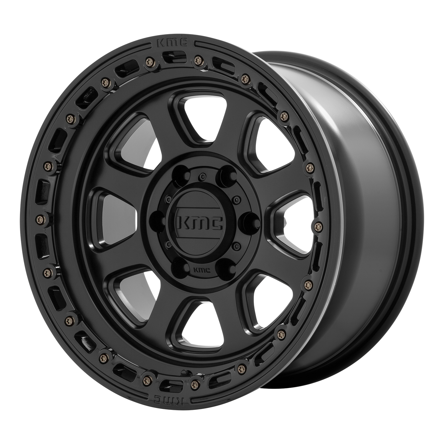 KMC KM548 CHASE 17X9 -12 5X127/5X5.0 Satin Black With Gloss Black Lip
