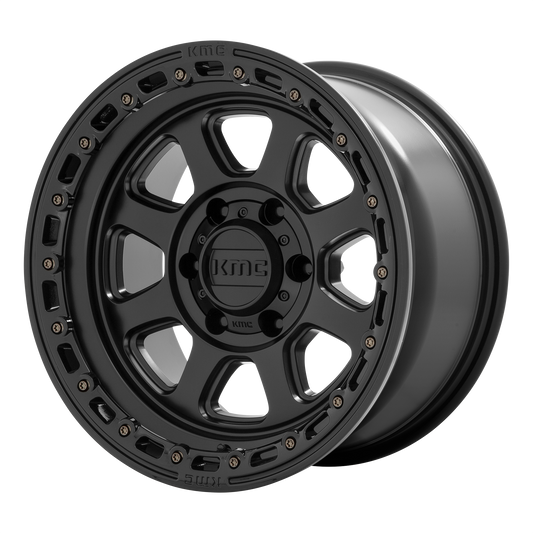 KMC KM548 CHASE 17X9 -12 8X165.1/8X6.5 Satin Black With Gloss Black Lip