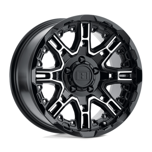 Level 8 SLINGSHOT 16X8.5 -10 5X114.3/5X4.5 GLOSS BLACK W/ MACHINED FACE
