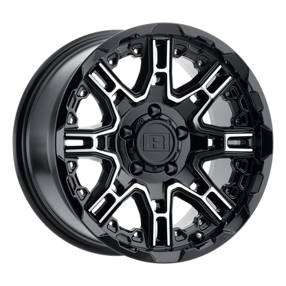 Level 8 SLINGSHOT 17X8.5 -10 5X139.7/5X5.5 GLOSS BLACK W/ MACHINED FACE