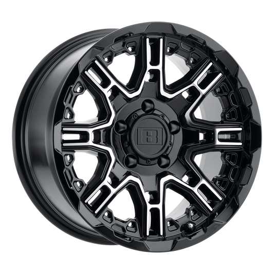 Level 8 SLINGSHOT 20X9 0 8X180/8X7.1 GLOSS BLACK W/ MACHINED FACE