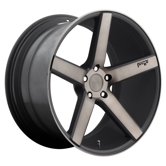 Niche 1PC M134 MILAN 20x8.5 40 5x108/5x4.25 MATTE BLACK MACHINED WITH DOUBLE DARK TINT