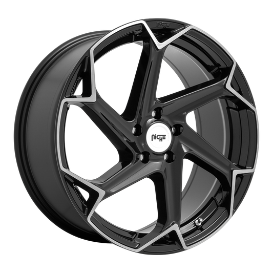 Niche 1PC M255 FLASH 20X10.5 40 5X112 GLOSS BLACK BRUSHED