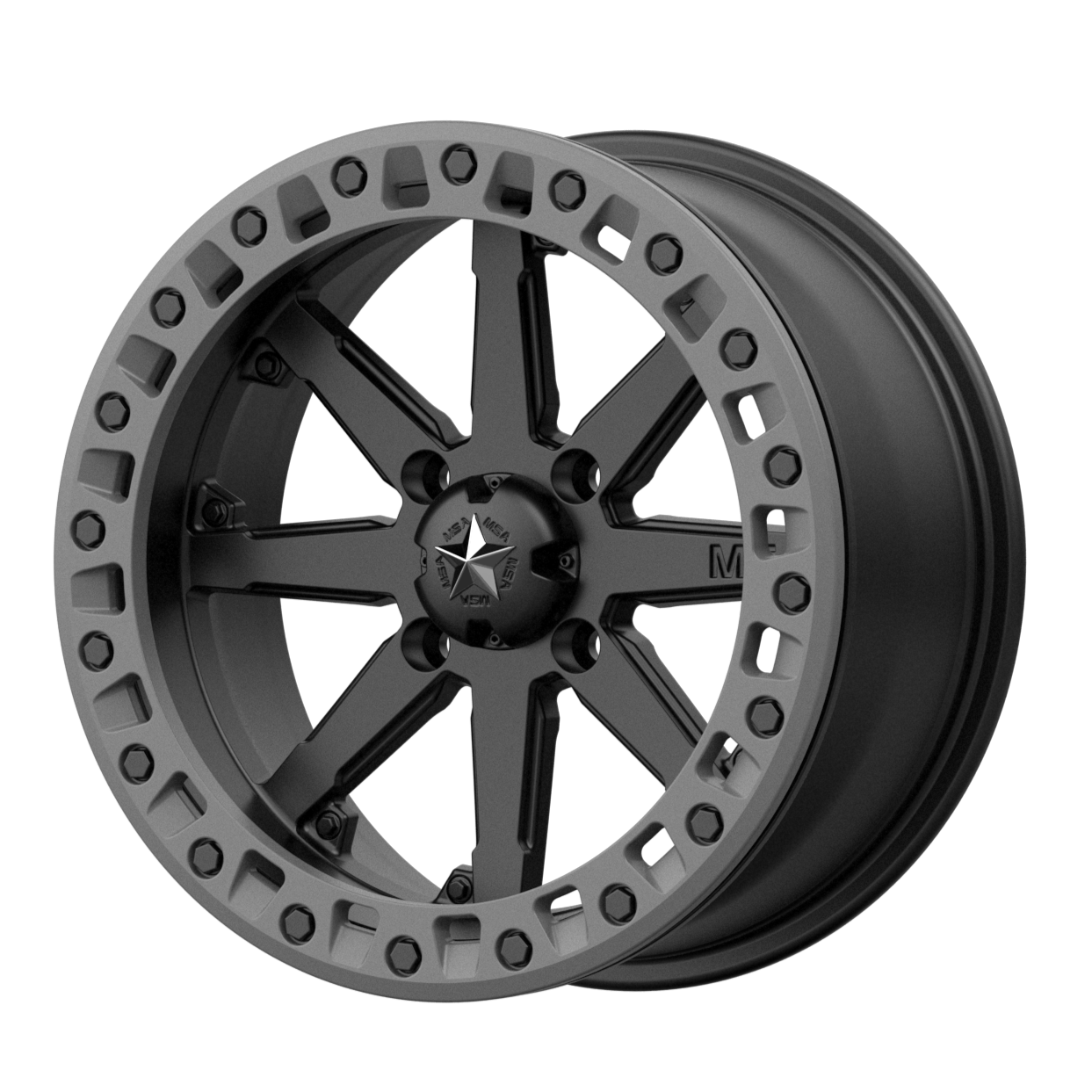 MSA Offroad Wheels M31 LOK2 14x7 0 4x110/4x110 Satin Black Matte Gray Ring