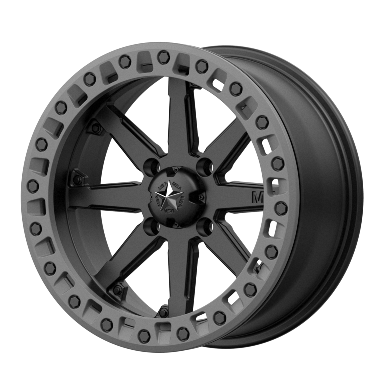 MSA Offroad Wheels M31 LOK2 15x7 0 4x137/4x137 Satin Black Matte Gray Ring