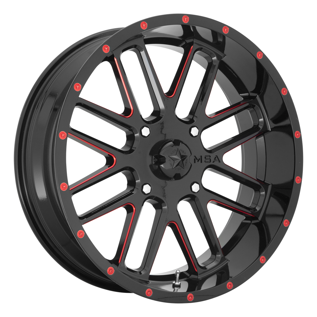 MSA Offroad Wheels M35 BANDIT 20x7 0 4x156/4x156 Gloss Black Milled With Red Tint