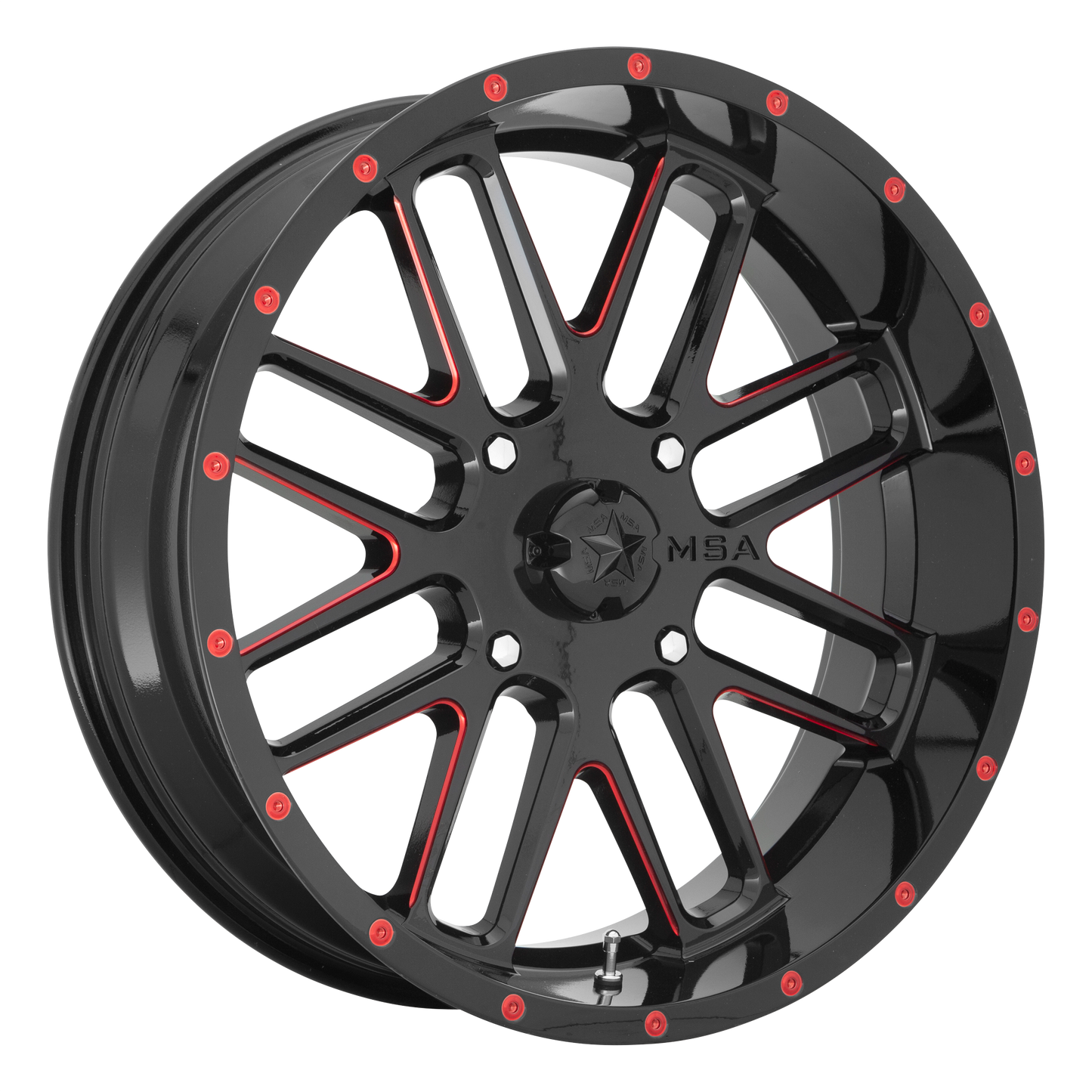 MSA Offroad Wheels M35 BANDIT 22x7 0 4x137/4x137 Gloss Black Milled With Red Tint