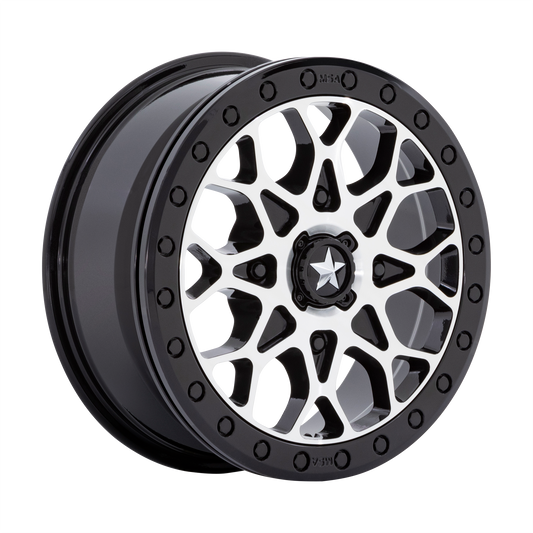MSA OFFROAD WHEELS M48 PORTAL BEADLOCK 15X6 38 4X110 GLOSS BLACK MACHINED WITH GLOSS BLACK RING