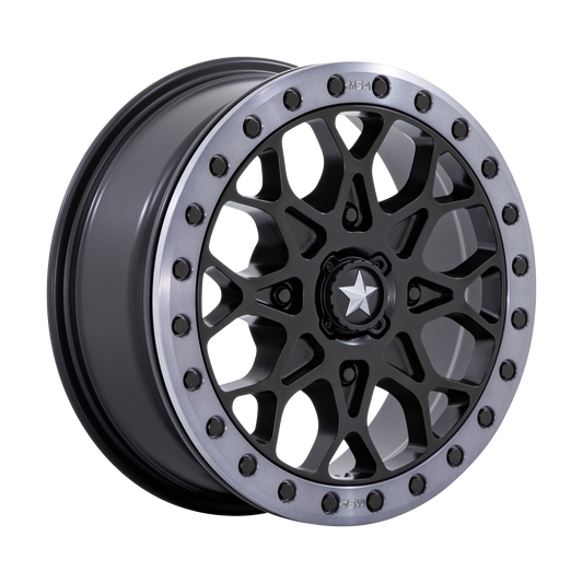 MSA OFFROAD WHEELS M48 PORTAL BEADLOCK 15X6 38 4X110 SATIN BLACK WITH GRAY TINT RING
