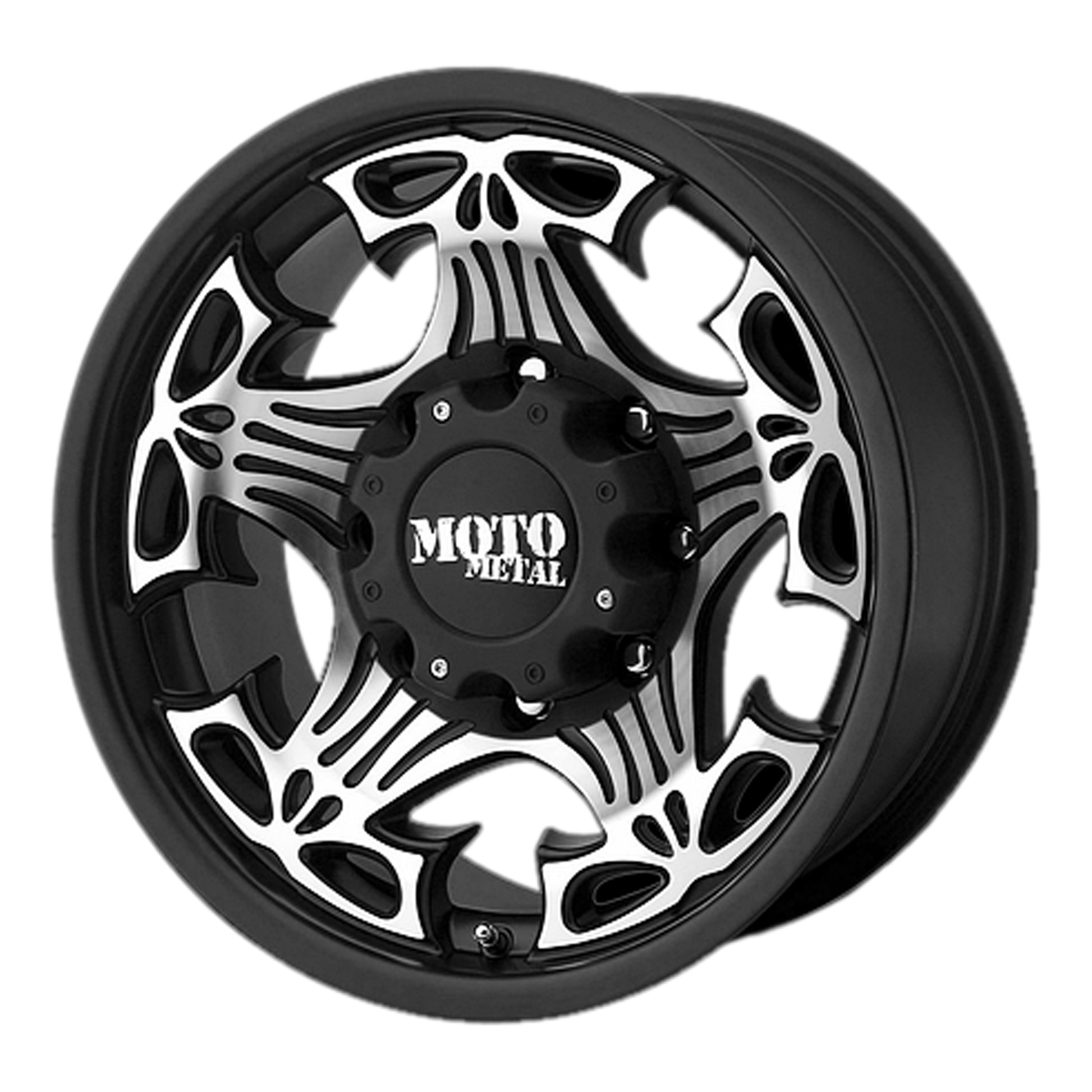 Moto Metal MO909 SKULL 18X9 -12 8X165.1/8X6.5 Gloss Black With Machined Face