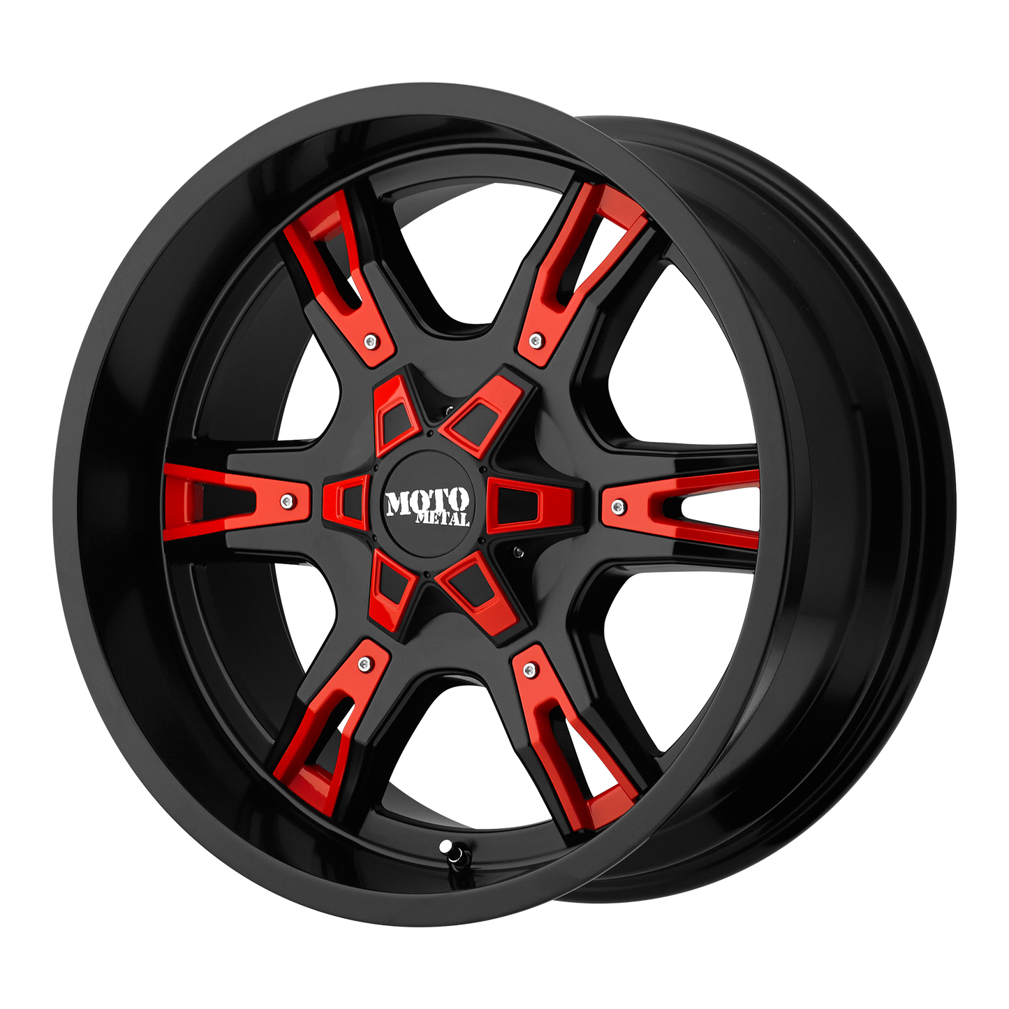 Moto Metal MO969 20X12 -44 8X180/8X7.1 Satin Black With Red And Chrome Accents