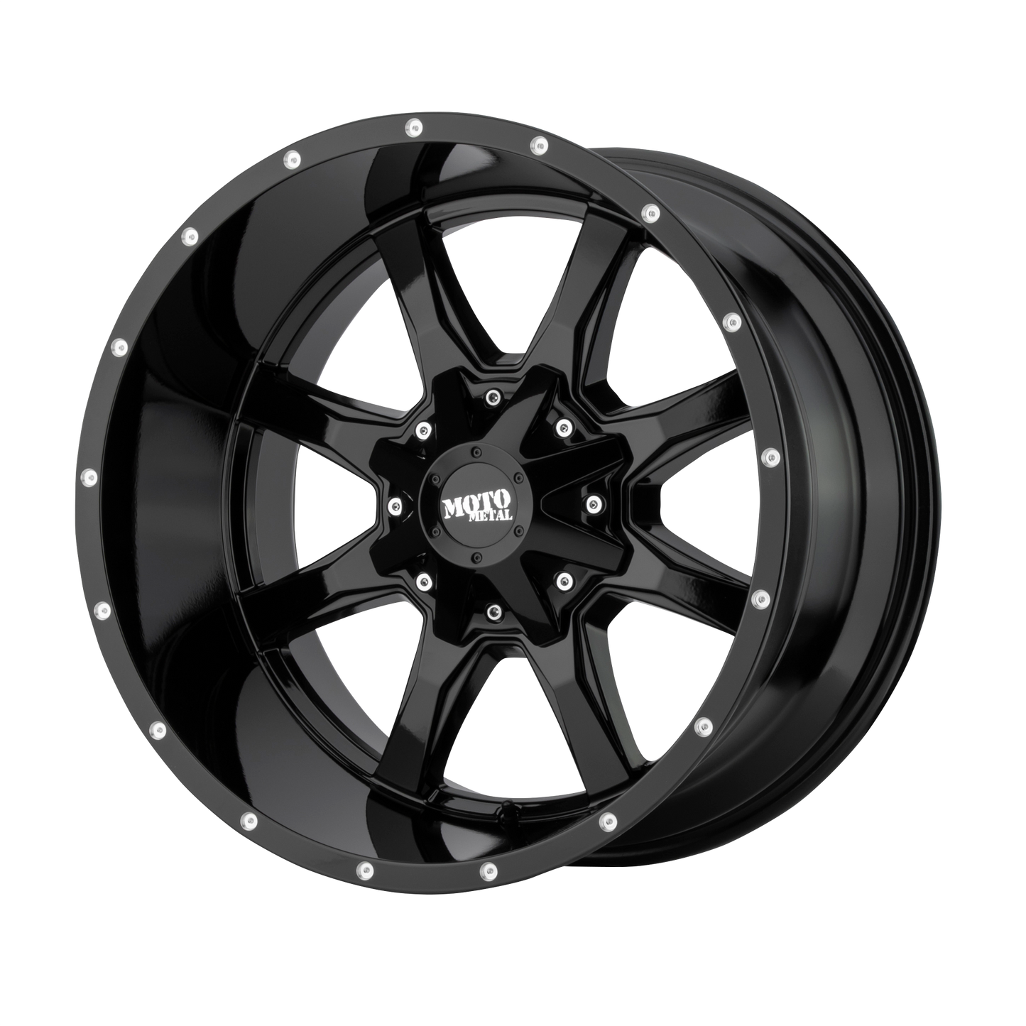 Moto Metal MO970 18X10 -24 5X139.7/5X150 GLOSS BLACK WITH MILLED LIP