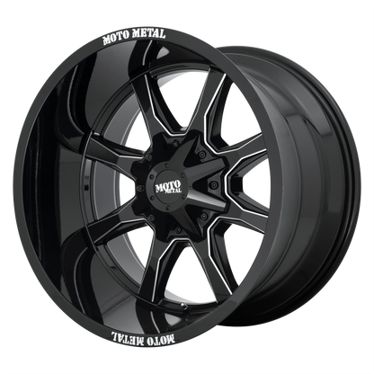 Moto Metal MO970 20X9 18 8X170/8X6.7 GLOSS BLACK WITH MILLED SPOKE & MOTO METAL ON LIP